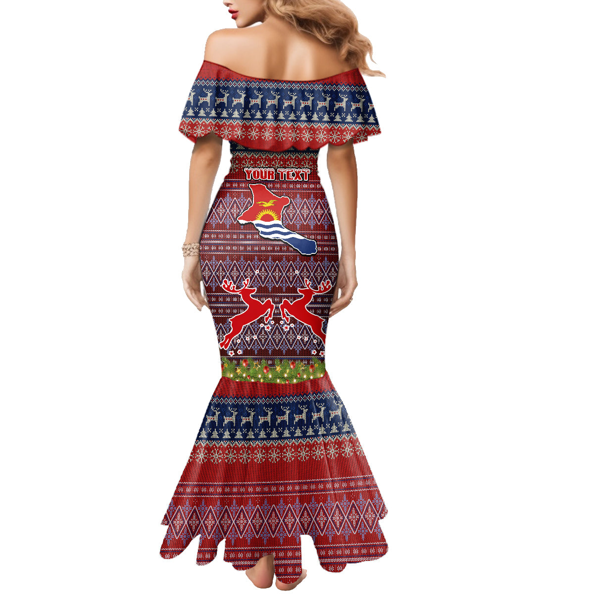 Personalised Kiribati Christmas Family Matching Mermaid Dress and Hawaiian Shirt Coat of Arms and Map Beautiful Merry Xmas Snowflake LT03 - Polynesian Pride