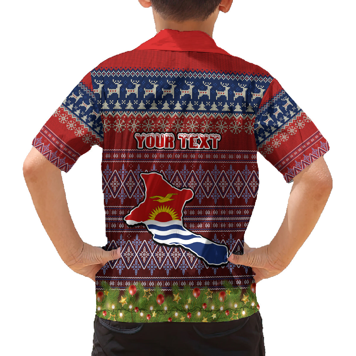 Personalised Kiribati Christmas Family Matching Tank Maxi Dress and Hawaiian Shirt Coat of Arms and Map Beautiful Merry Xmas Snowflake LT03 - Polynesian Pride