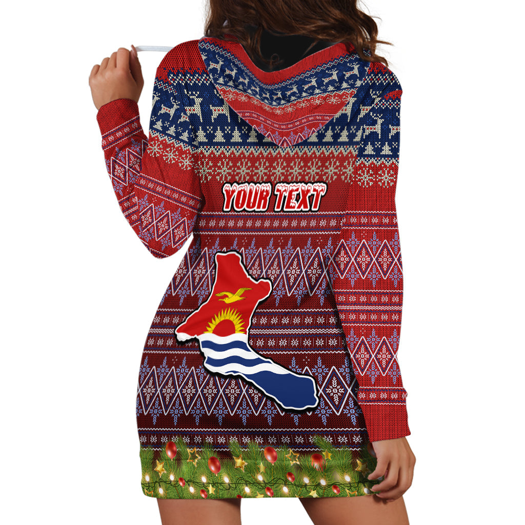 Personalised Kiribati Christmas Hoodie Dress Coat of Arms and Map Beautiful Merry Xmas Snowflake LT03 - Polynesian Pride