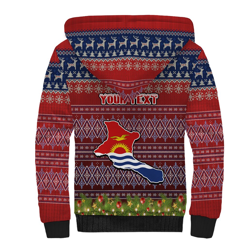 Personalised Kiribati Christmas Sherpa Hoodie Coat of Arms and Map Beautiful Merry Xmas Snowflake LT03 - Polynesian Pride
