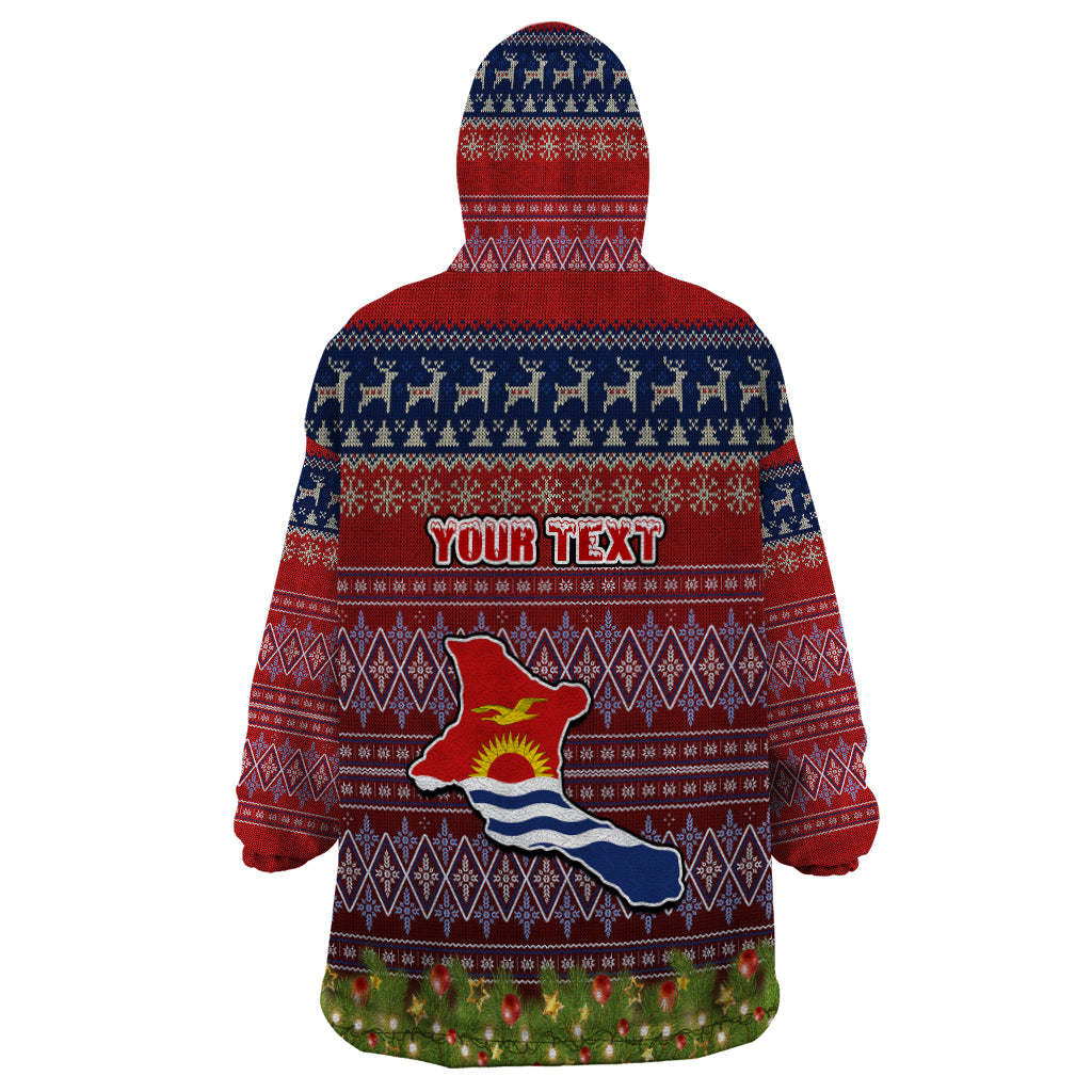 Personalised Kiribati Christmas Wearable Blanket Hoodie Coat of Arms and Map Beautiful Merry Xmas Snowflake LT03 - Polynesian Pride