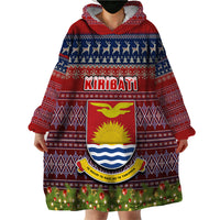 Personalised Kiribati Christmas Wearable Blanket Hoodie Coat of Arms and Map Beautiful Merry Xmas Snowflake LT03 - Polynesian Pride