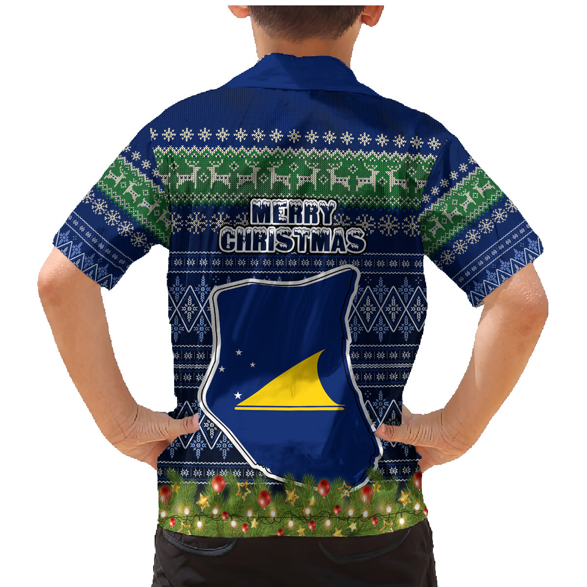 Tokelau Christmas Family Matching Mermaid Dress and Hawaiian Shirt Coat of Arms and Map Beautiful Merry Xmas Snowflake LT03 - Polynesian Pride