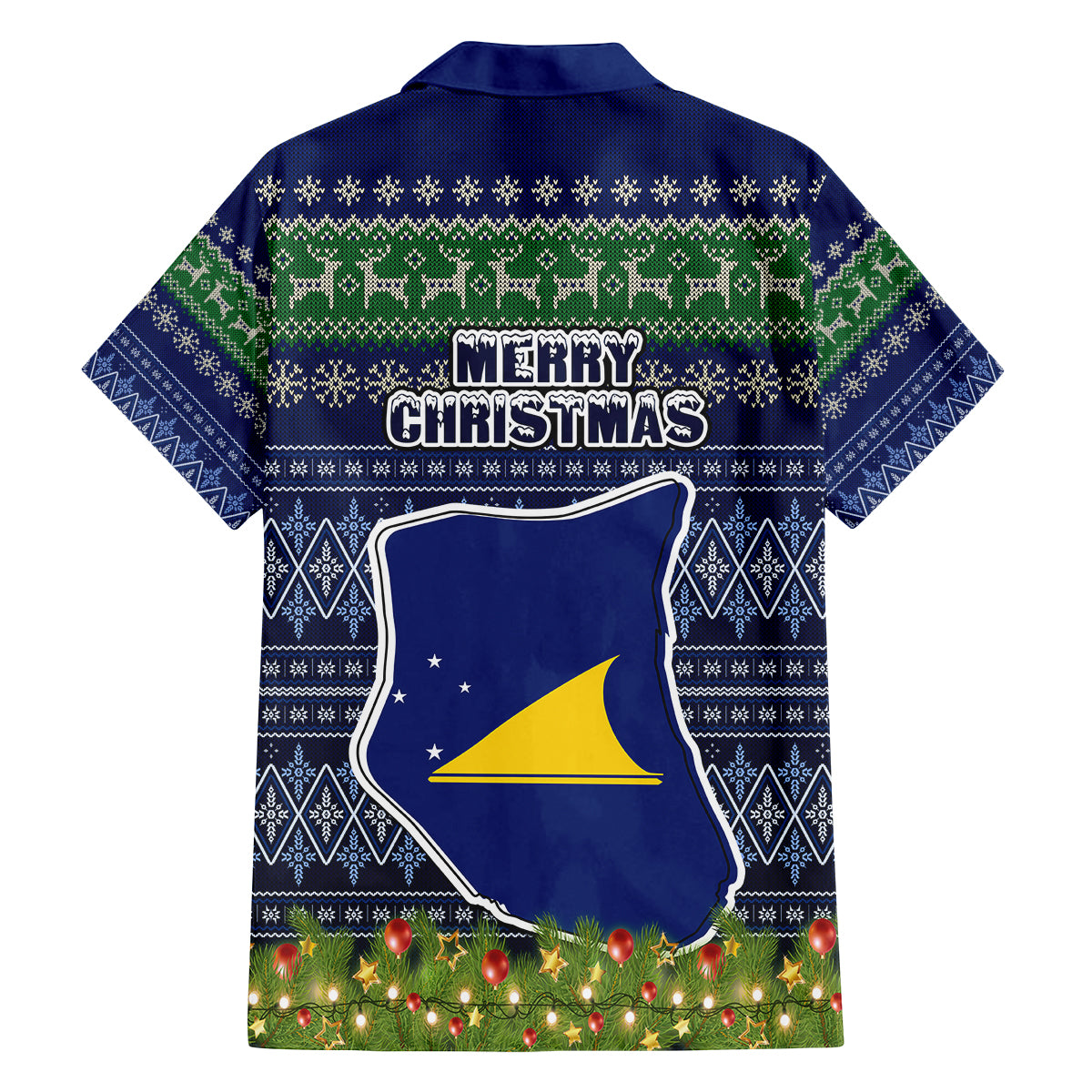 Tokelau Christmas Family Matching Off Shoulder Long Sleeve Dress and Hawaiian Shirt Coat of Arms and Map Beautiful Merry Xmas Snowflake LT03 - Polynesian Pride