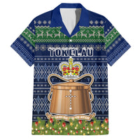 Tokelau Christmas Family Matching Off Shoulder Maxi Dress and Hawaiian Shirt Coat of Arms and Map Beautiful Merry Xmas Snowflake LT03 Mom's Dress Blue - Polynesian Pride
