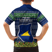 Tokelau Christmas Family Matching Off Shoulder Short Dress and Hawaiian Shirt Coat of Arms and Map Beautiful Merry Xmas Snowflake LT03 - Polynesian Pride