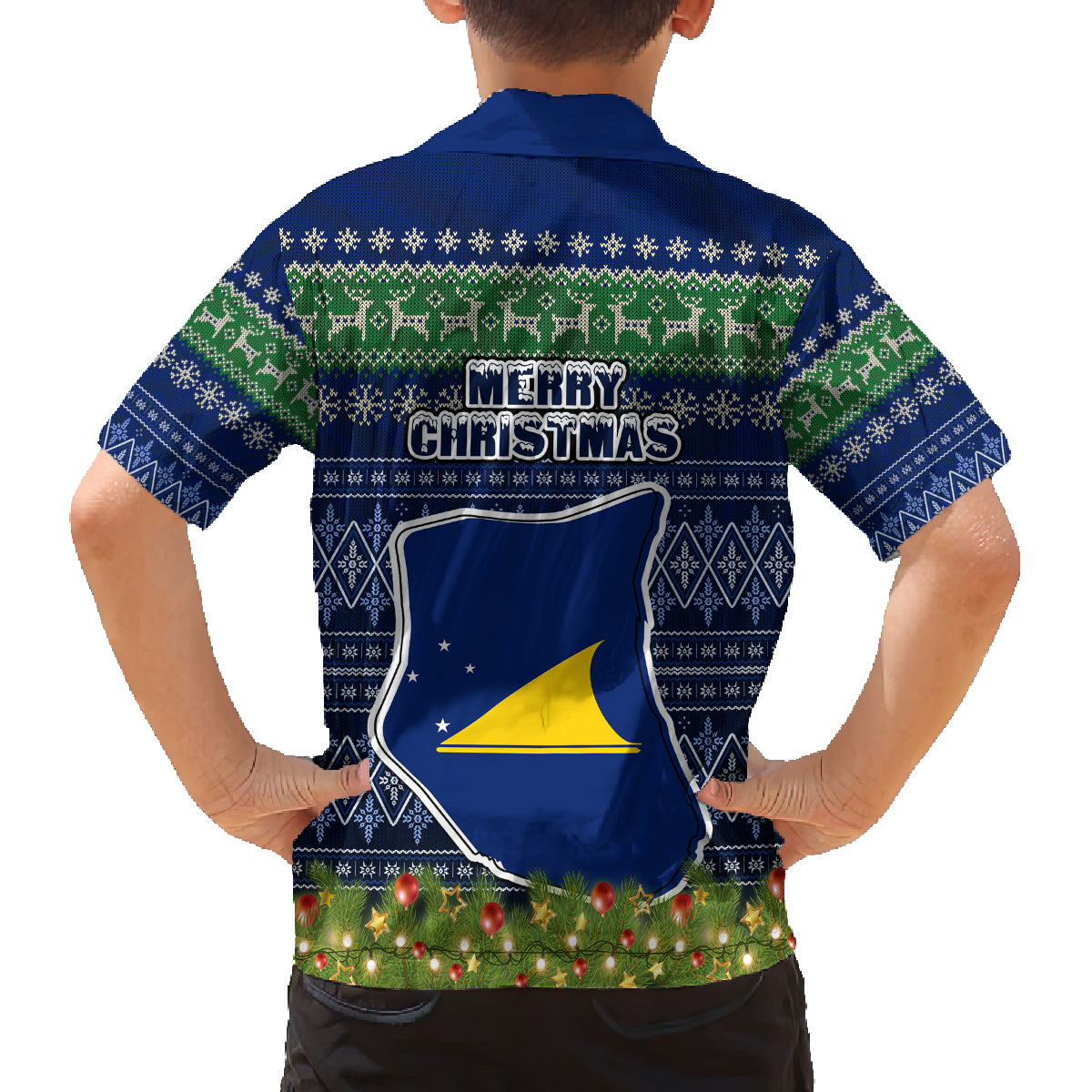 Tokelau Christmas Family Matching Summer Maxi Dress and Hawaiian Shirt Coat of Arms and Map Beautiful Merry Xmas Snowflake LT03 - Polynesian Pride