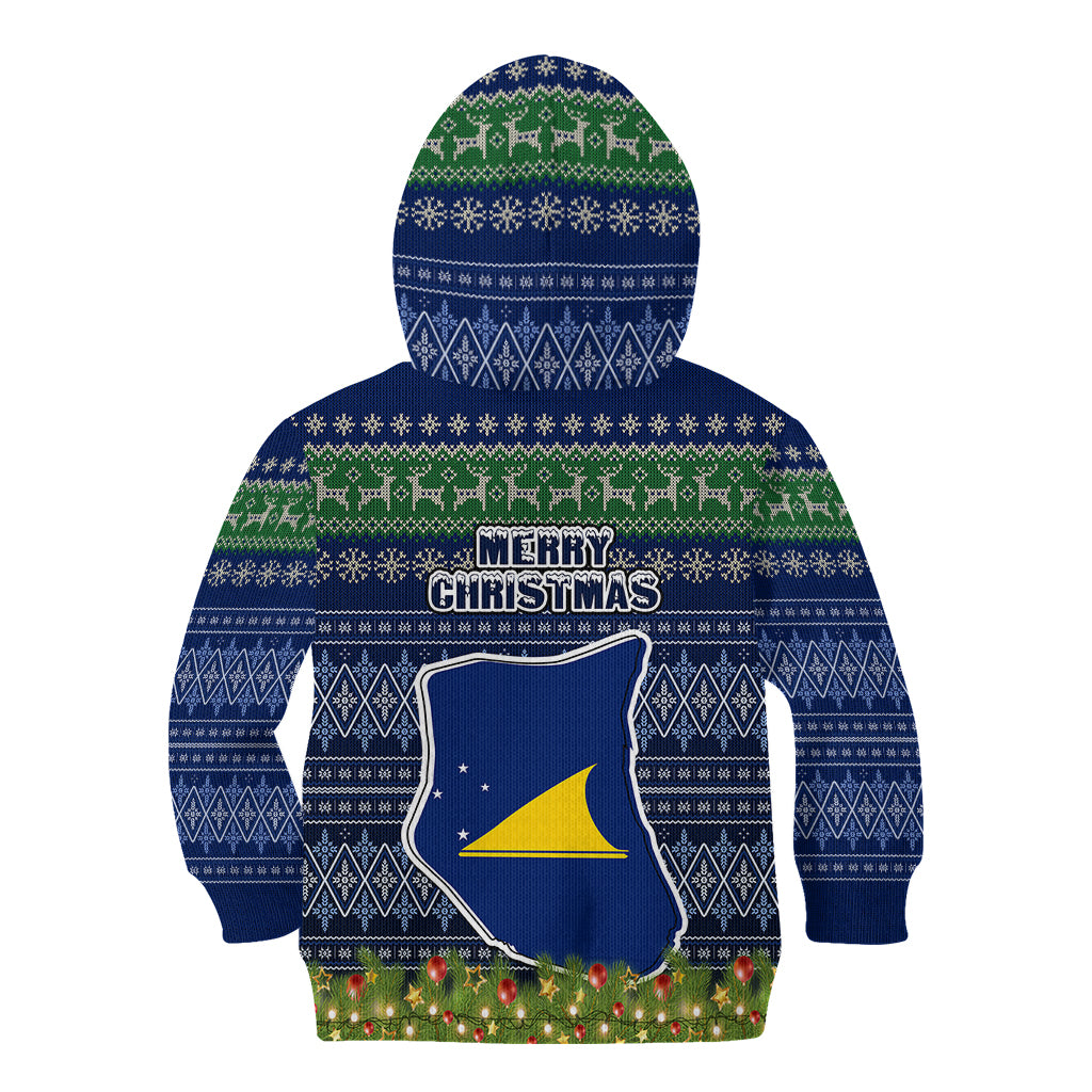 Tokelau Christmas Kid Hoodie Coat of Arms and Map Beautiful Merry Xmas Snowflake LT03 - Polynesian Pride