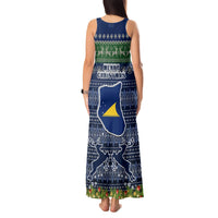 Tokelau Christmas Tank Maxi Dress Coat of Arms and Map Beautiful Merry Xmas Snowflake LT03 - Polynesian Pride