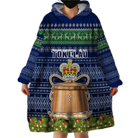Tokelau Christmas Wearable Blanket Hoodie Coat of Arms and Map Beautiful Merry Xmas Snowflake LT03 - Polynesian Pride