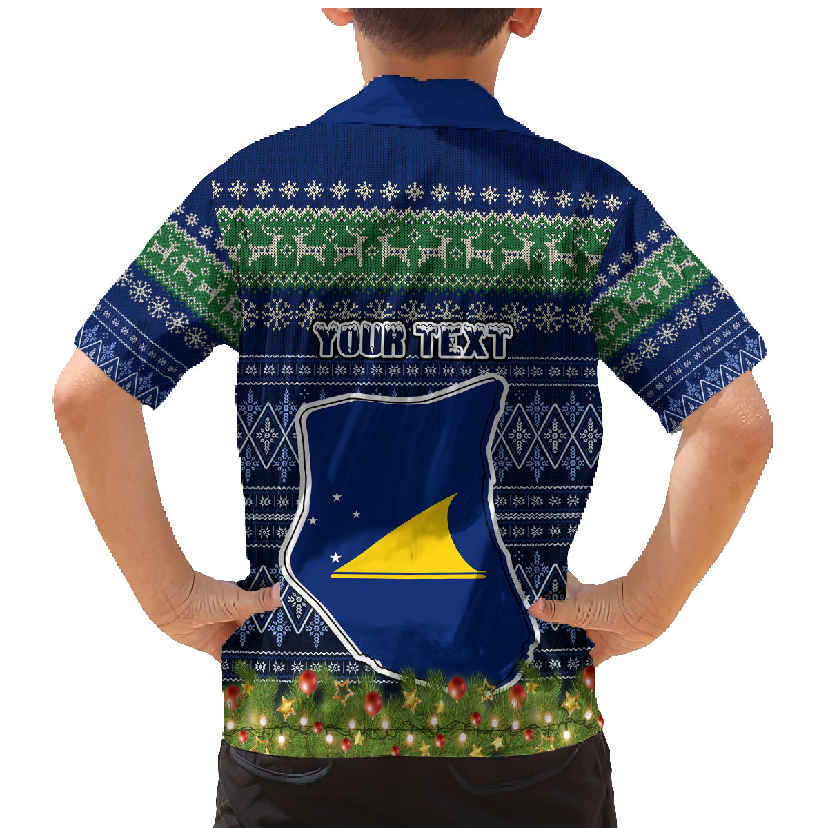 Personalised Tokelau Christmas Family Matching Mermaid Dress and Hawaiian Shirt Coat of Arms and Map Beautiful Merry Xmas Snowflake LT03 - Polynesian Pride