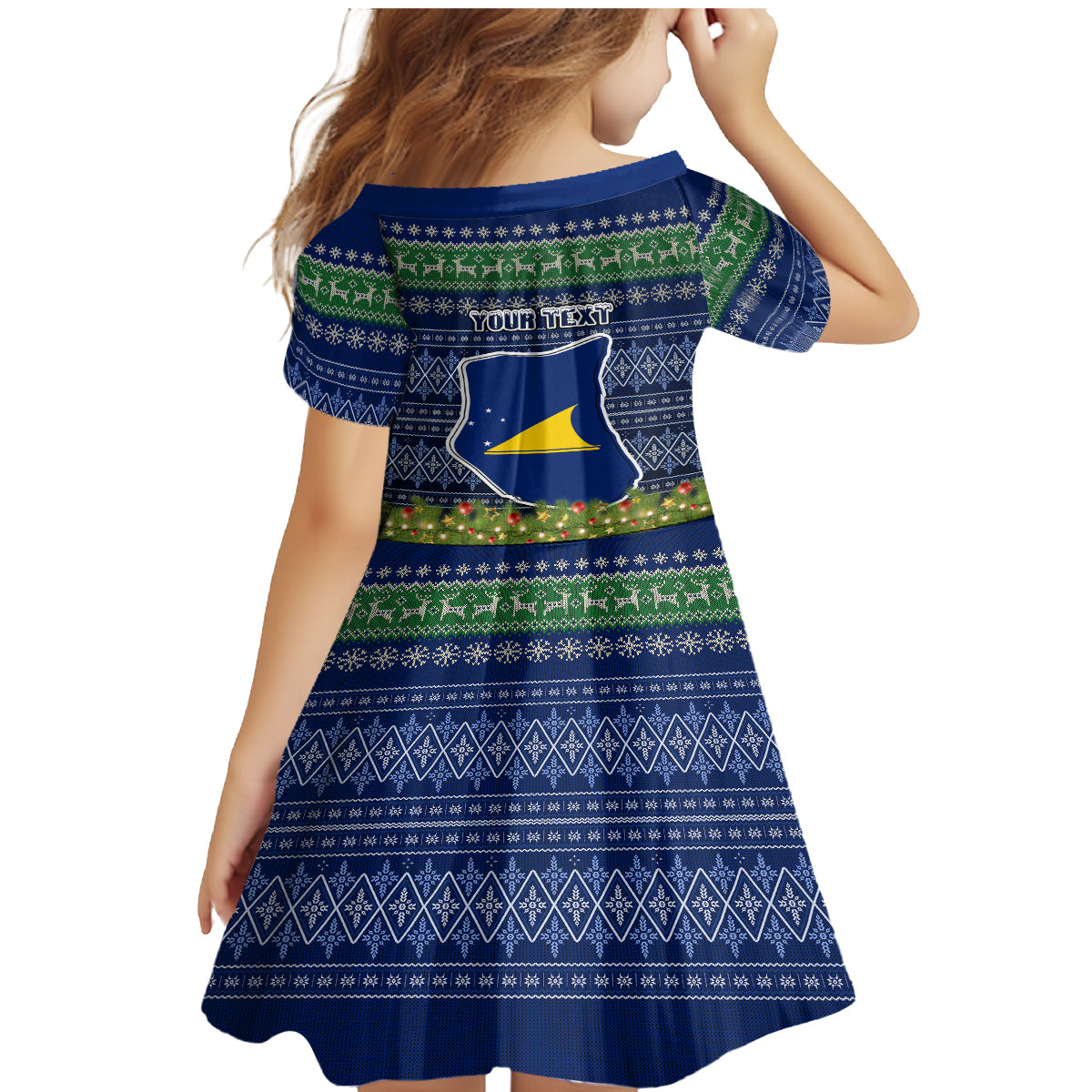 Personalised Tokelau Christmas Family Matching Mermaid Dress and Hawaiian Shirt Coat of Arms and Map Beautiful Merry Xmas Snowflake LT03 - Polynesian Pride
