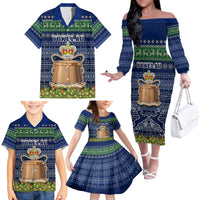 Personalised Tokelau Christmas Family Matching Off Shoulder Long Sleeve Dress and Hawaiian Shirt Coat of Arms and Map Beautiful Merry Xmas Snowflake LT03 - Polynesian Pride