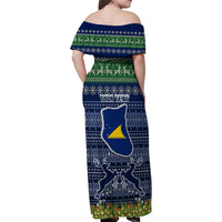 Personalised Tokelau Christmas Family Matching Off Shoulder Maxi Dress and Hawaiian Shirt Coat of Arms and Map Beautiful Merry Xmas Snowflake LT03 - Polynesian Pride