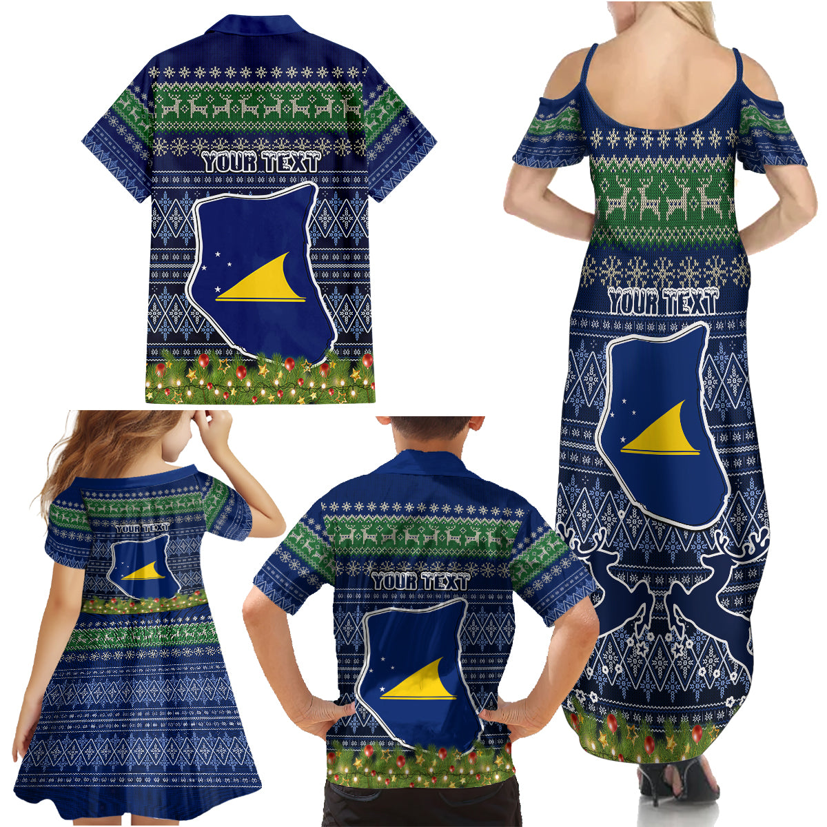 Personalised Tokelau Christmas Family Matching Summer Maxi Dress and Hawaiian Shirt Coat of Arms and Map Beautiful Merry Xmas Snowflake LT03 - Polynesian Pride
