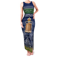 Personalised Tokelau Christmas Family Matching Tank Maxi Dress and Hawaiian Shirt Coat of Arms and Map Beautiful Merry Xmas Snowflake LT03 Mom's Dress Blue - Polynesian Pride