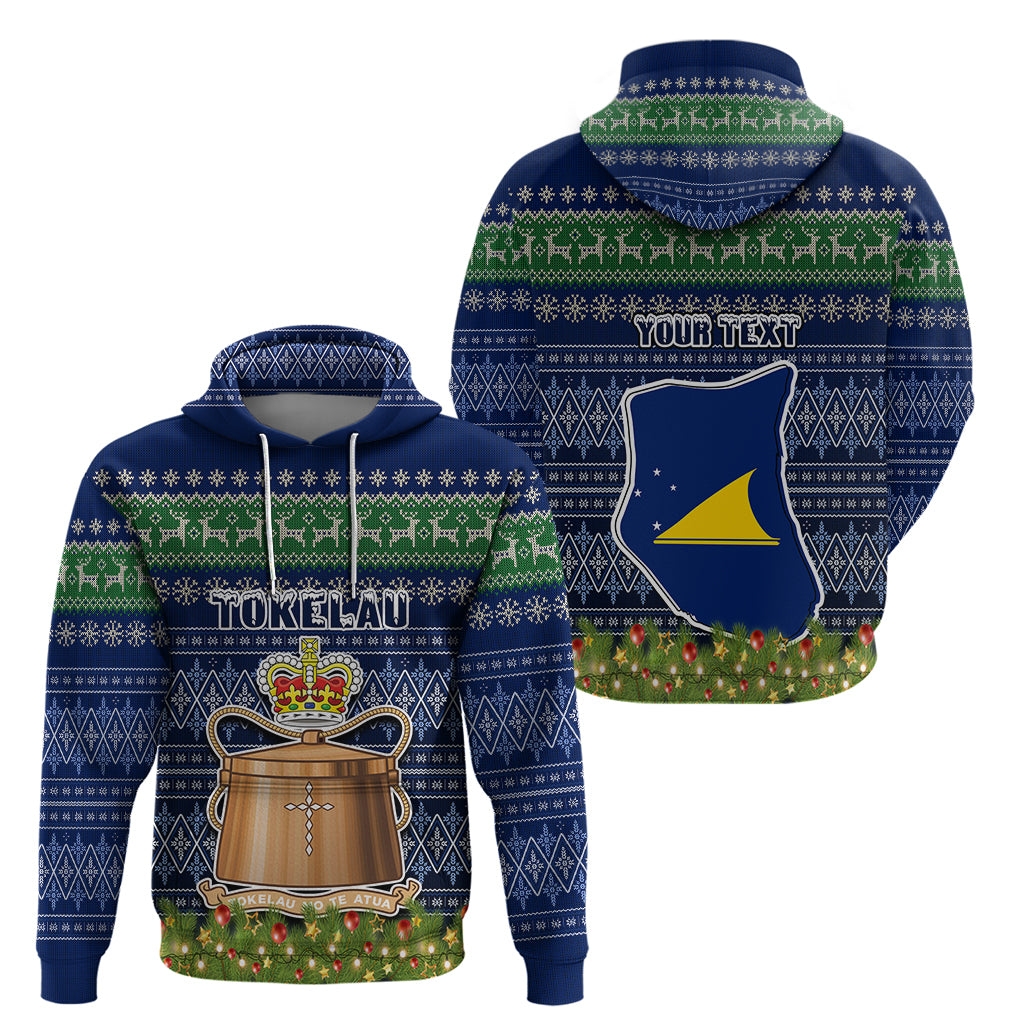 Personalised Tokelau Christmas Hoodie Coat of Arms and Map Beautiful Merry Xmas Snowflake LT03 - Polynesian Pride