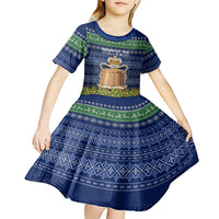 Personalised Tokelau Christmas Kid Short Sleeve Dress Coat of Arms and Map Beautiful Merry Xmas Snowflake LT03 - Polynesian Pride