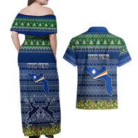 Personalised Marshall Islands Christmas Couples Matching Off Shoulder Maxi Dress and Hawaiian Shirt Coat of Arms and Map Beautiful Merry Xmas Snowflake LT03 - Polynesian Pride