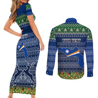 Personalised Marshall Islands Christmas Couples Matching Short Sleeve Bodycon Dress and Long Sleeve Button Shirts Coat of Arms and Map Beautiful Merry Xmas Snowflake LT03 - Polynesian Pride