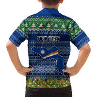 Personalised Marshall Islands Christmas Family Matching Off Shoulder Long Sleeve Dress and Hawaiian Shirt Coat of Arms and Map Beautiful Merry Xmas Snowflake LT03 - Polynesian Pride