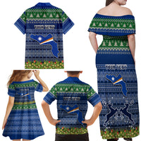 Personalised Marshall Islands Christmas Family Matching Off Shoulder Long Sleeve Dress and Hawaiian Shirt Coat of Arms and Map Beautiful Merry Xmas Snowflake LT03 - Polynesian Pride