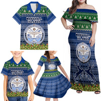 Personalised Marshall Islands Christmas Family Matching Off Shoulder Maxi Dress and Hawaiian Shirt Coat of Arms and Map Beautiful Merry Xmas Snowflake LT03 - Polynesian Pride