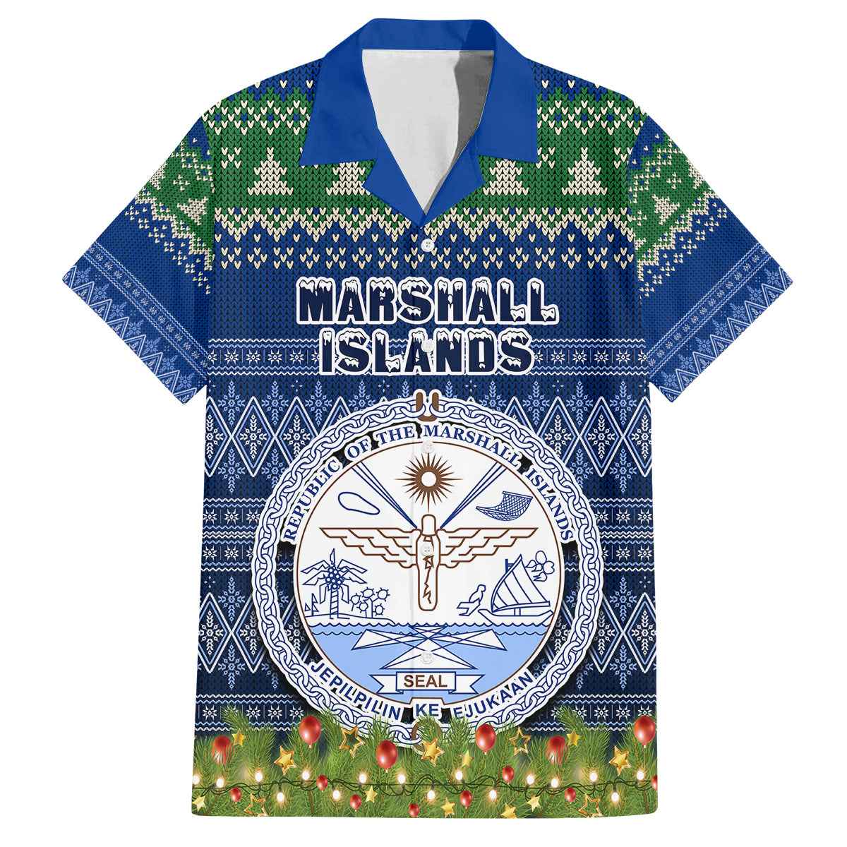 Personalised Marshall Islands Christmas Family Matching Off Shoulder Maxi Dress and Hawaiian Shirt Coat of Arms and Map Beautiful Merry Xmas Snowflake LT03 Mom's Dress Blue - Polynesian Pride