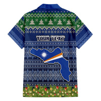 Personalised Marshall Islands Christmas Family Matching Puletasi Dress and Hawaiian Shirt Coat of Arms and Map Beautiful Merry Xmas Snowflake LT03 - Polynesian Pride
