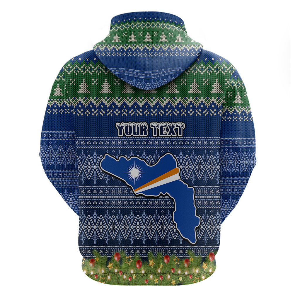 Personalised Marshall Islands Christmas Hoodie Coat of Arms and Map Beautiful Merry Xmas Snowflake LT03 - Polynesian Pride