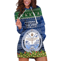 Personalised Marshall Islands Christmas Hoodie Dress Coat of Arms and Map Beautiful Merry Xmas Snowflake LT03 Blue - Polynesian Pride