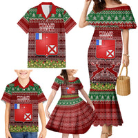 Personalised Wallis and Futuna Christmas Family Matching Mermaid Dress and Hawaiian Shirt Coat of Arms and Map Beautiful Merry Xmas Snowflake LT03 - Polynesian Pride