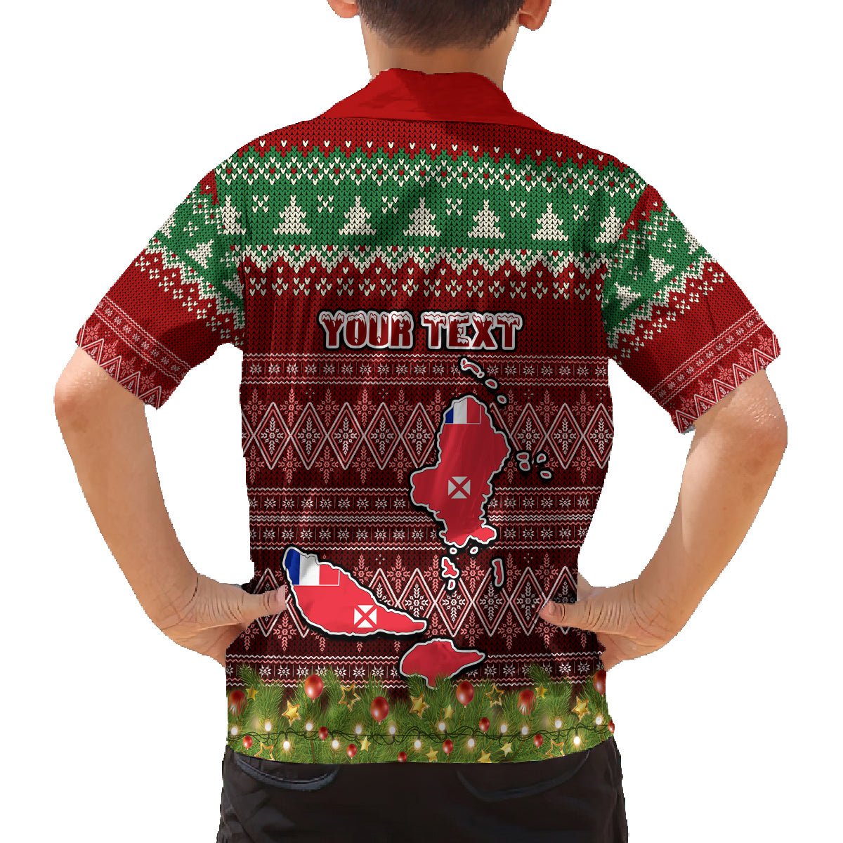 Personalised Wallis and Futuna Christmas Family Matching Off Shoulder Short Dress and Hawaiian Shirt Coat of Arms and Map Beautiful Merry Xmas Snowflake LT03 - Polynesian Pride