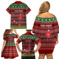 Personalised Wallis and Futuna Christmas Family Matching Off Shoulder Short Dress and Hawaiian Shirt Coat of Arms and Map Beautiful Merry Xmas Snowflake LT03 - Polynesian Pride