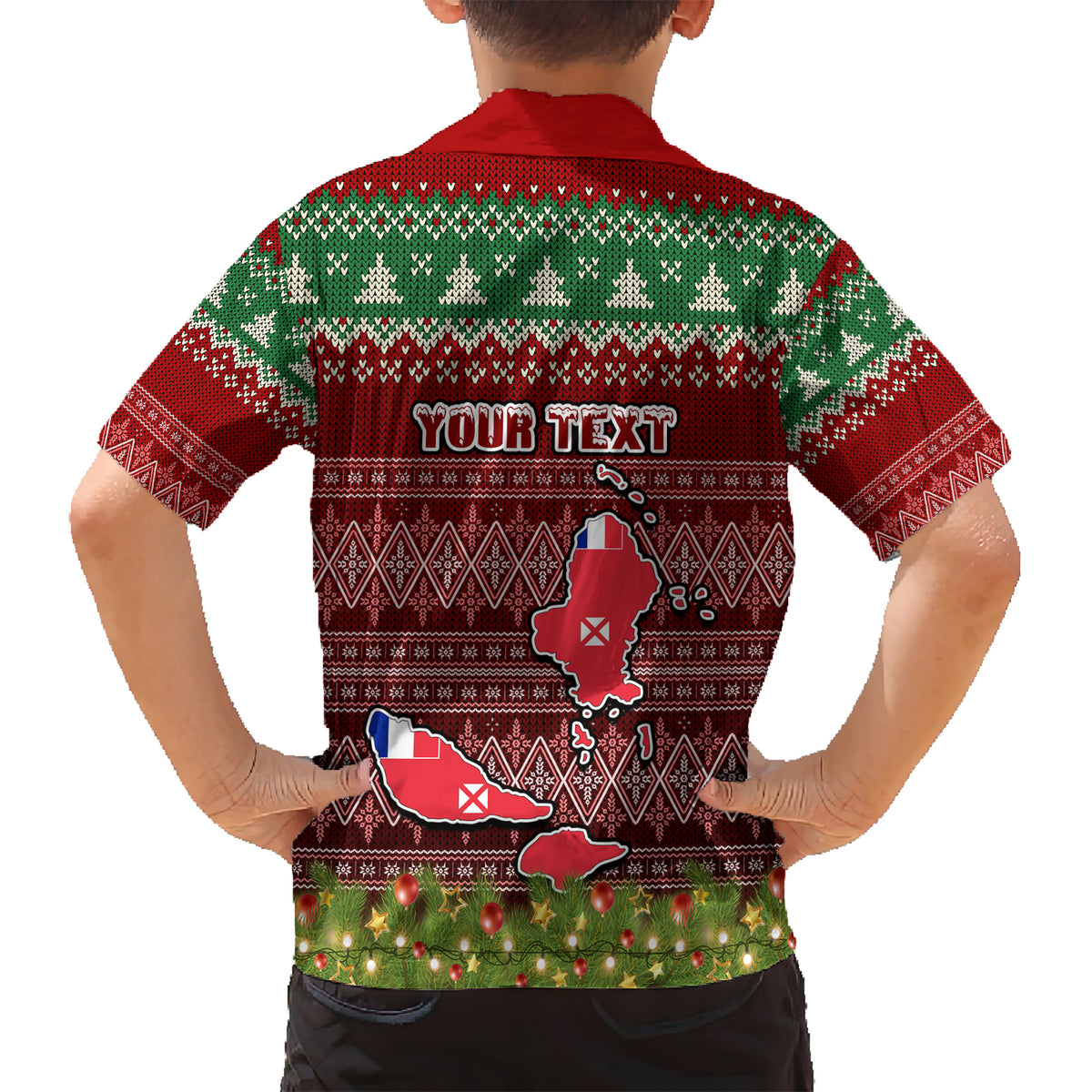 Personalised Wallis and Futuna Christmas Family Matching Short Sleeve Bodycon Dress and Hawaiian Shirt Coat of Arms and Map Beautiful Merry Xmas Snowflake LT03 - Polynesian Pride