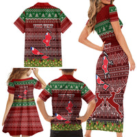 Personalised Wallis and Futuna Christmas Family Matching Short Sleeve Bodycon Dress and Hawaiian Shirt Coat of Arms and Map Beautiful Merry Xmas Snowflake LT03 - Polynesian Pride