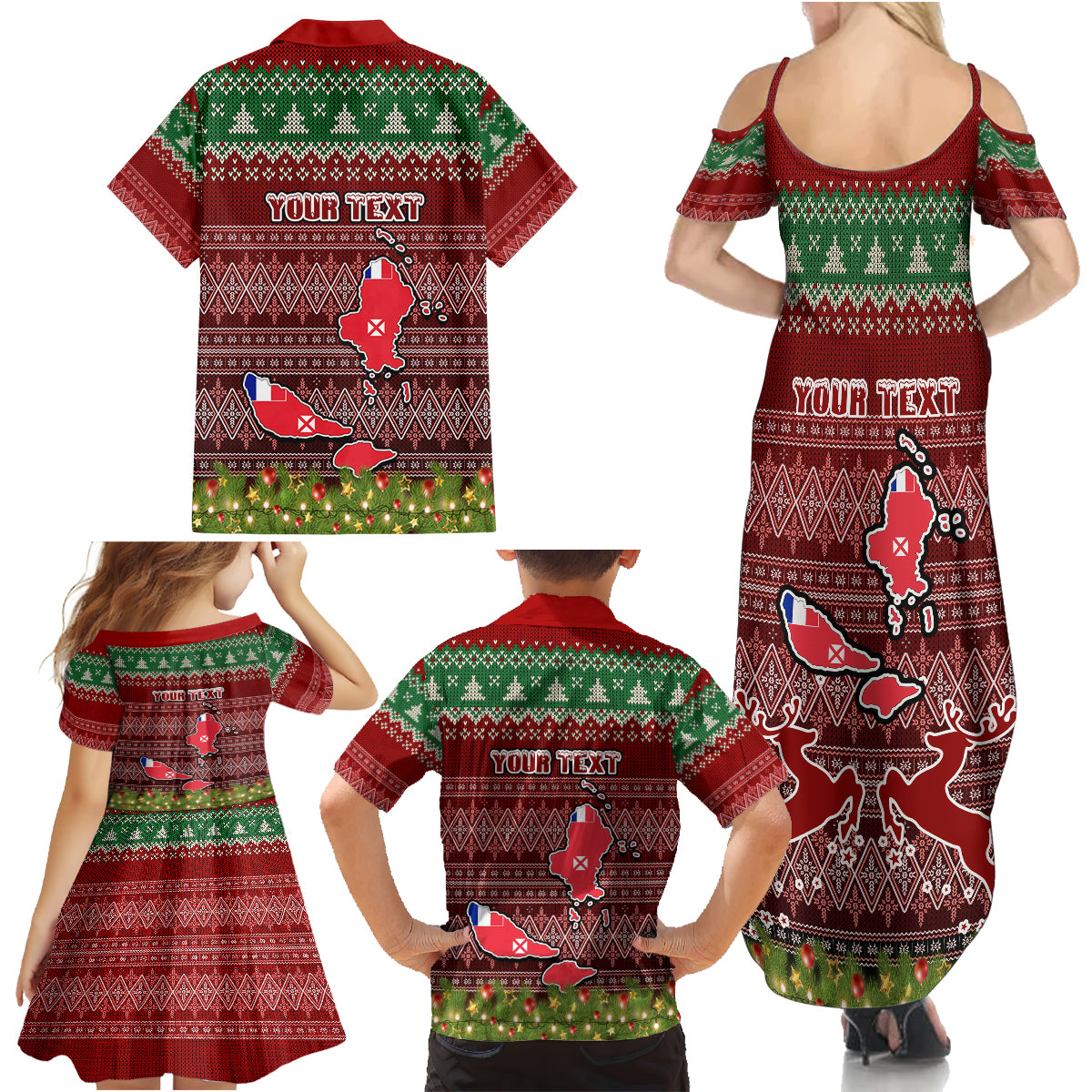Personalised Wallis and Futuna Christmas Family Matching Summer Maxi Dress and Hawaiian Shirt Coat of Arms and Map Beautiful Merry Xmas Snowflake LT03 - Polynesian Pride