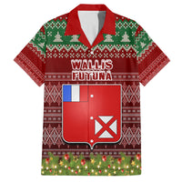 Personalised Wallis and Futuna Christmas Family Matching Tank Maxi Dress and Hawaiian Shirt Coat of Arms and Map Beautiful Merry Xmas Snowflake LT03 Dad's Shirt - Short Sleeve Red - Polynesian Pride
