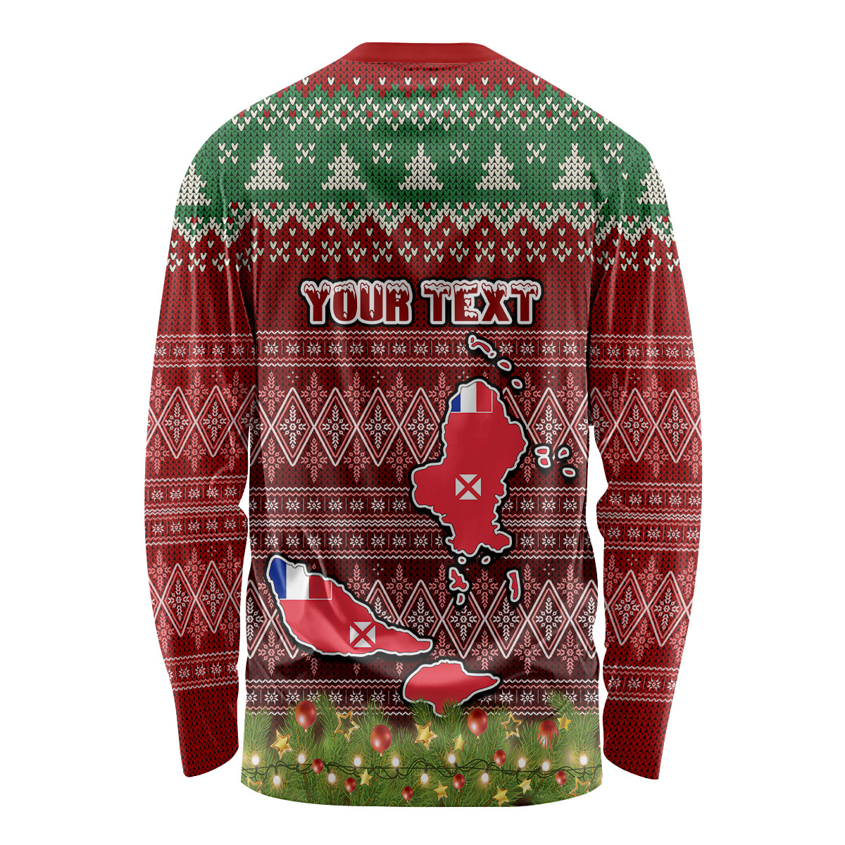 Personalised Wallis and Futuna Christmas Long Sleeve Shirt Coat of Arms and Map Beautiful Merry Xmas Snowflake LT03 - Polynesian Pride
