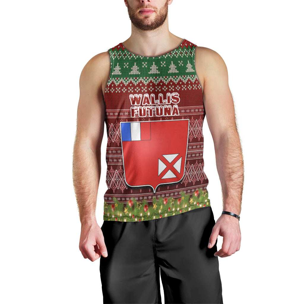Personalised Wallis and Futuna Christmas Men Tank Top Coat of Arms and Map Beautiful Merry Xmas Snowflake LT03 - Polynesian Pride