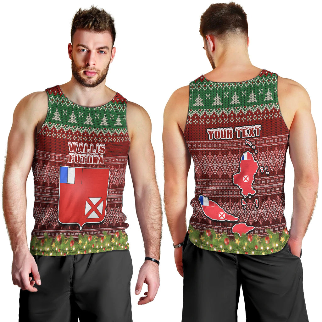 Personalised Wallis and Futuna Christmas Men Tank Top Coat of Arms and Map Beautiful Merry Xmas Snowflake LT03 - Polynesian Pride