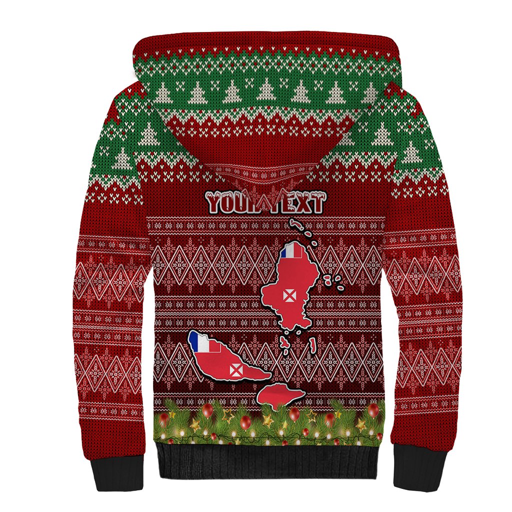 Personalised Wallis and Futuna Christmas Sherpa Hoodie Coat of Arms and Map Beautiful Merry Xmas Snowflake LT03 - Polynesian Pride