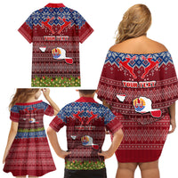 Personalised French Polynesia Christmas Family Matching Off Shoulder Short Dress and Hawaiian Shirt Coat of Arms and Map Beautiful Merry Xmas Snowflake LT03 - Polynesian Pride