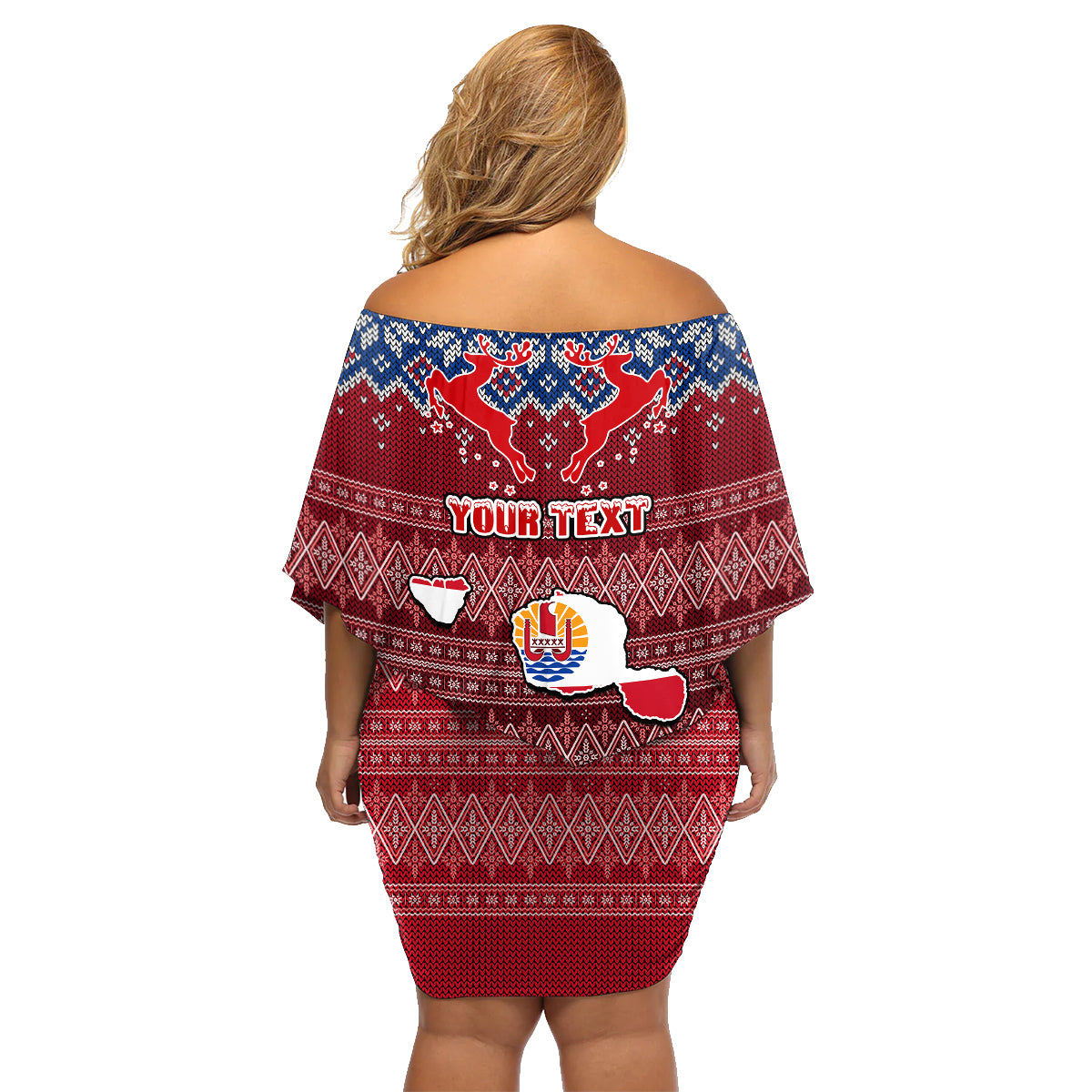 Personalised French Polynesia Christmas Family Matching Off Shoulder Short Dress and Hawaiian Shirt Coat of Arms and Map Beautiful Merry Xmas Snowflake LT03 - Polynesian Pride