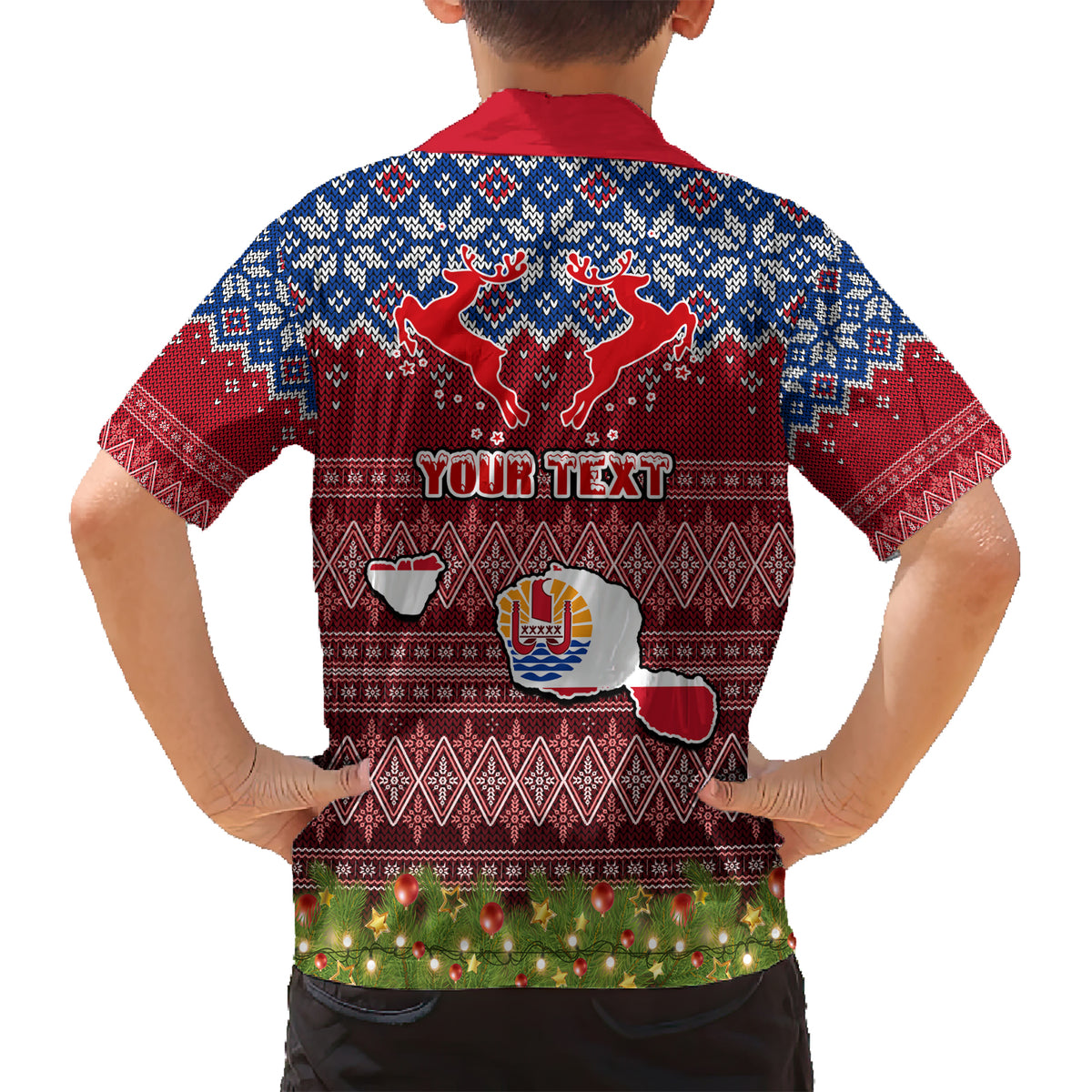 Personalised French Polynesia Christmas Family Matching Short Sleeve Bodycon Dress and Hawaiian Shirt Coat of Arms and Map Beautiful Merry Xmas Snowflake LT03 - Polynesian Pride