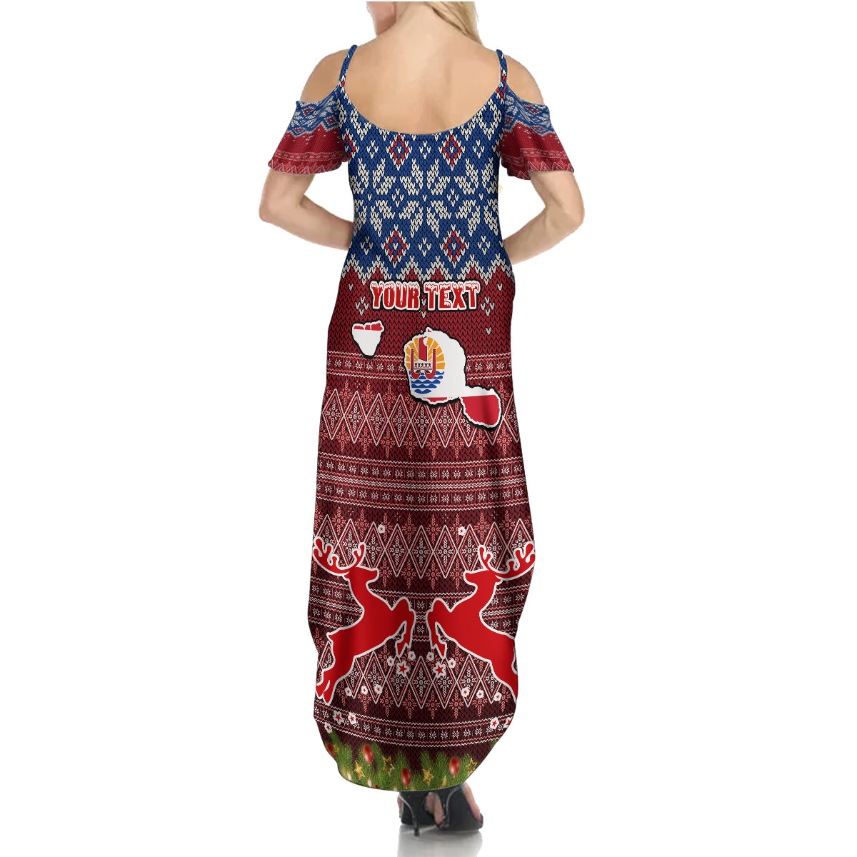 Personalised French Polynesia Christmas Family Matching Summer Maxi Dress and Hawaiian Shirt Coat of Arms and Map Beautiful Merry Xmas Snowflake LT03 - Polynesian Pride
