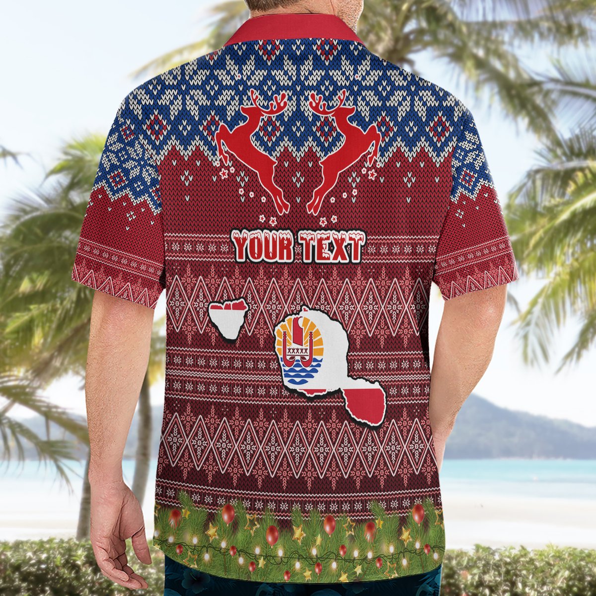 Personalised French Polynesia Christmas Hawaiian Shirt Coat of Arms and Map Beautiful Merry Xmas Snowflake LT03 - Polynesian Pride