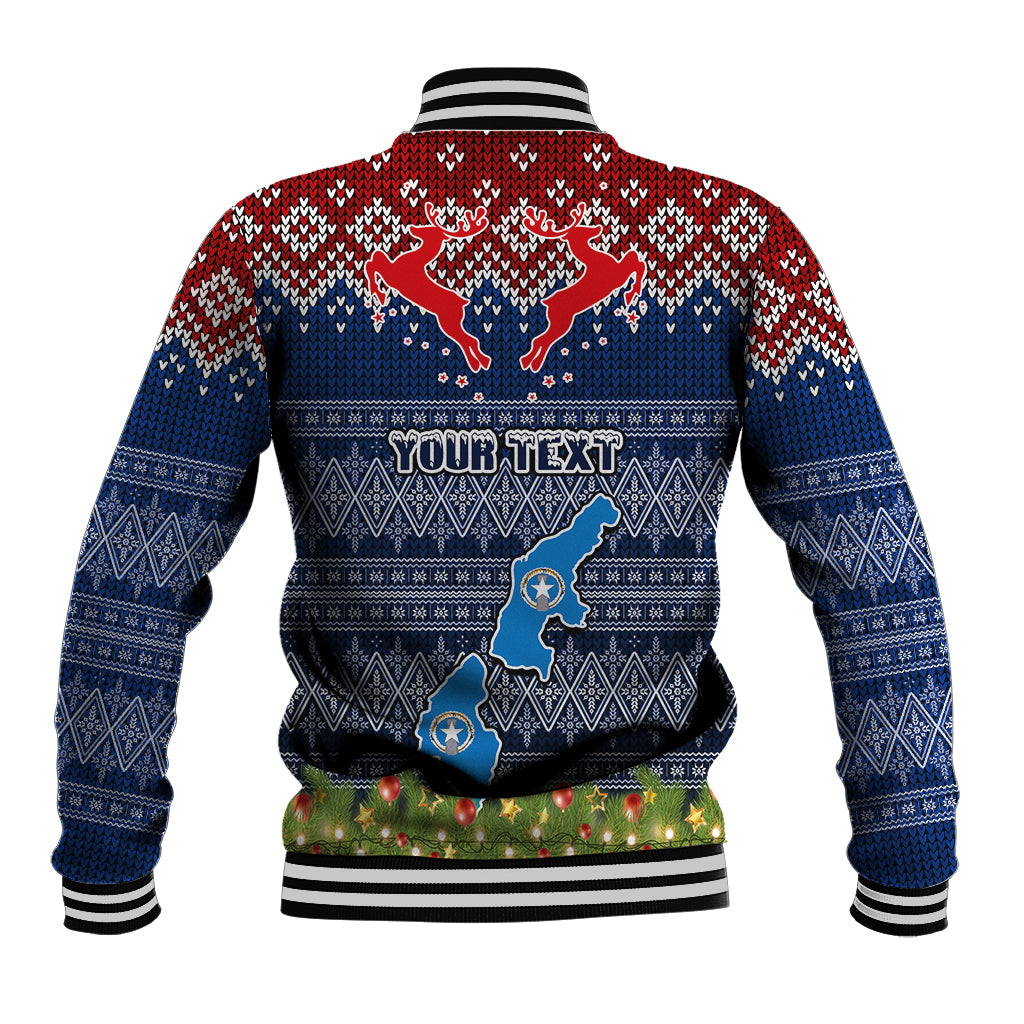 Personalised Northern Mariana Islands Christmas Baseball Jacket Coat of Arms and Map Beautiful Merry Xmas Snowflake LT03 - Polynesian Pride