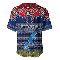 Personalised Northern Mariana Islands Christmas Baseball Jersey Coat of Arms and Map Beautiful Merry Xmas Snowflake LT03 - Polynesian Pride