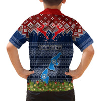 Personalised Northern Mariana Islands Christmas Family Matching Long Sleeve Bodycon Dress and Hawaiian Shirt Coat of Arms and Map Beautiful Merry Xmas Snowflake LT03 - Polynesian Pride